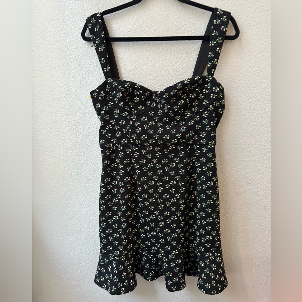 Anthropologie Hutch Ditsy Floral Corset Mini Dress Black womens M - Picture 4 of 12